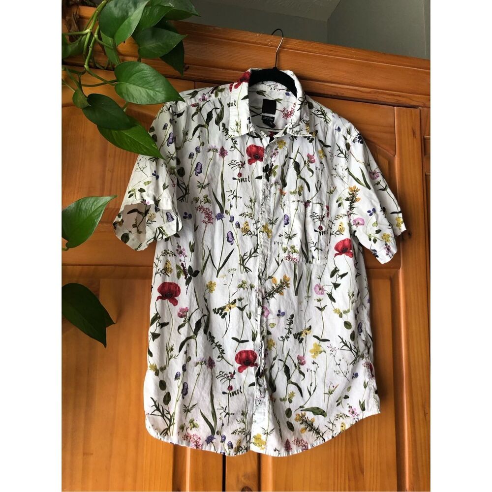 H&M Floral REGULAR FIT COTTON Men’s Shirt SZ M - Picture 3 of 10
